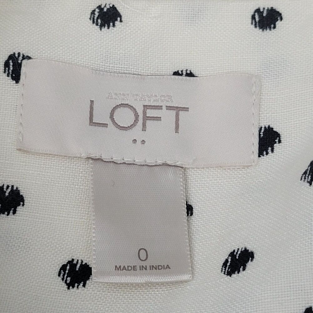 Ann Taylor LOFT Womens Sleeveless Mini Dress Cream Black Polka Dot Size 0 Collar - Picture 3 of 7
